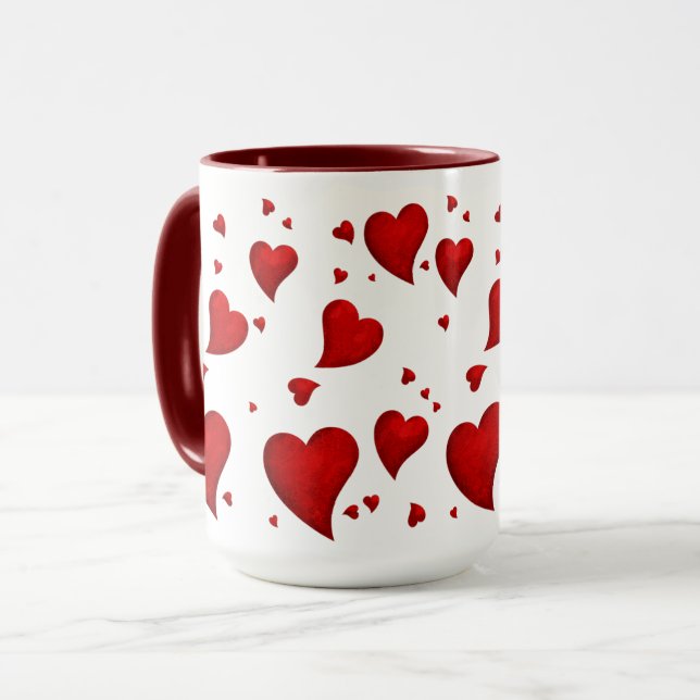 Taza Elegante Glam Elegante Trendy Red Heart valentine (Anverso izquierdo)