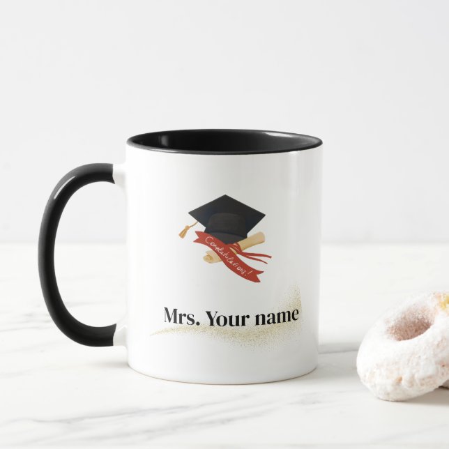 Taza Elegante Gold Minimal de graduación simple (Con donut)