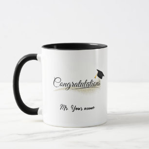 Taza Elegante Gold Minimal Graduation School cap nombre