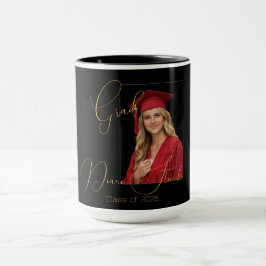 Taza Elegante graduación en negro y dorado 