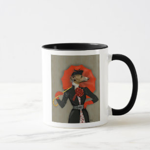 Taza Elegante Greyhound y paraguas rojos
