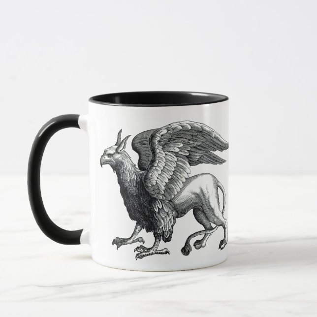 Taza Elegante Griffin Blanco y Negro -bestia legendaria (Izquierda)