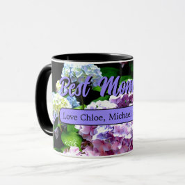 Taza Elegante hidraangea garden foto rosa morado floral