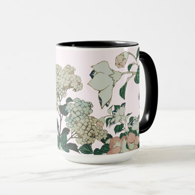 Taza Elegante Hidrangea y Bloom Botánico (Anverso derecho)