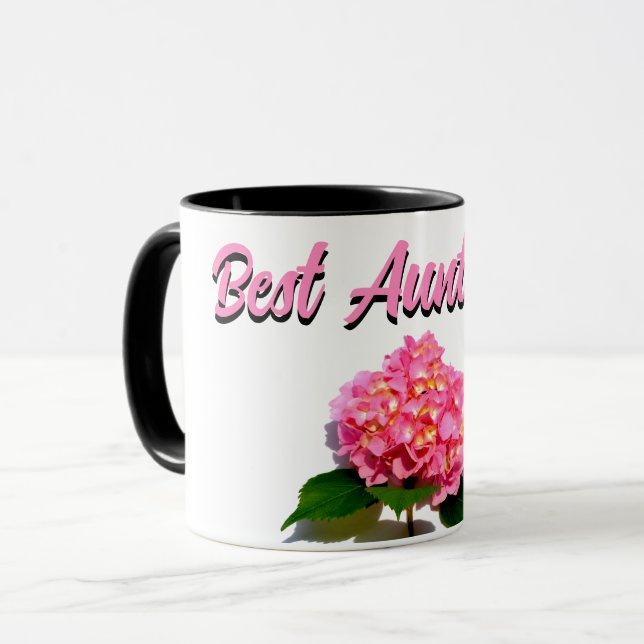Taza Elegante horrenda floral rosa mejor tía (Anverso izquierdo)