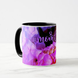 Taza Elegante hortensias de flora púrpura rosa caliente