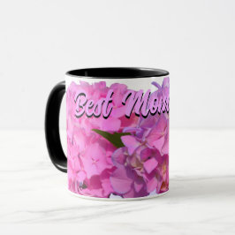 Taza Elegante hortensias florales púrpura rosa