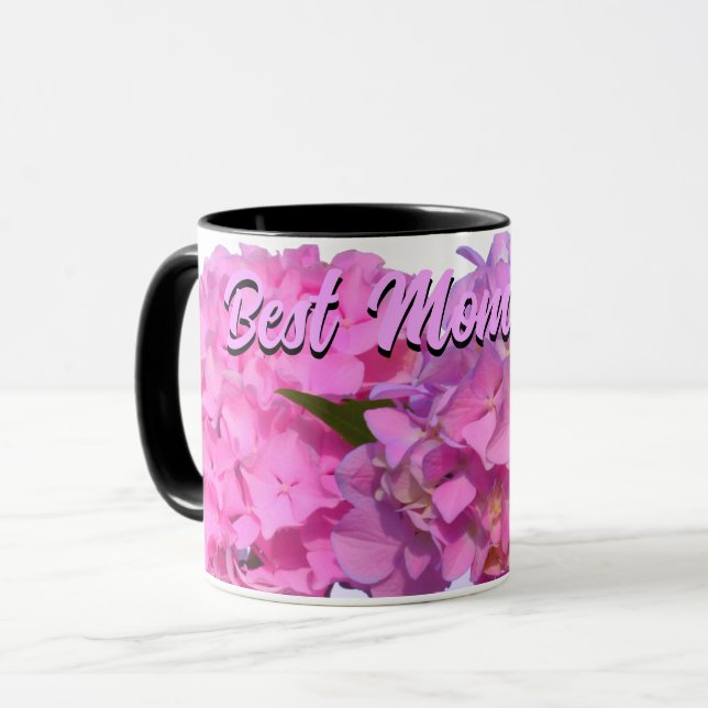 Taza Elegante hortensias florales púrpura rosa (Anverso izquierdo)