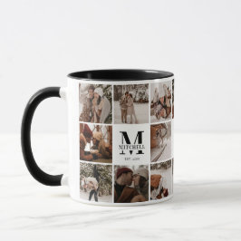 Taza Elegante Keepsake negro y blanco de varios Collage