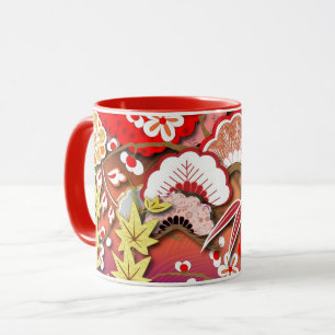 Taza Elegante Kimono otoñal japonés