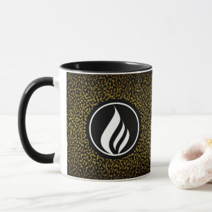 Taza Elegante logo personalizado puntos dorados negro