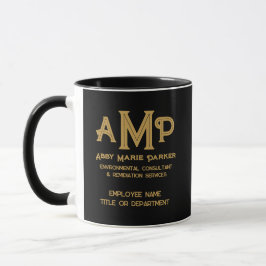 Taza Elegante Logotipo de Monograma de Oro Black 3 Letr