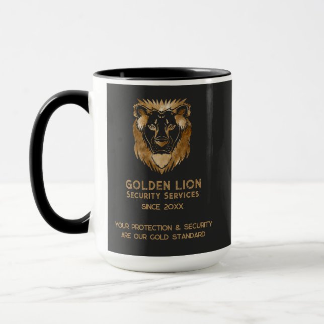 Taza Elegante Logotipo de negocios Black Gold Lion Luxe (Izquierda)