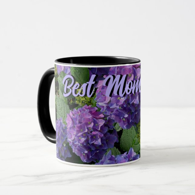 Taza Elegante magenta azul púrpura azul Mejor mamá de t (Anverso izquierdo)