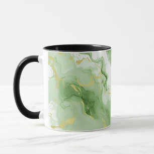 Taza Elegante Marble Verde Faux Gold Efecto 0