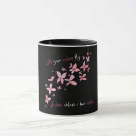 Taza Elegante mariposas rosadas Bilingual