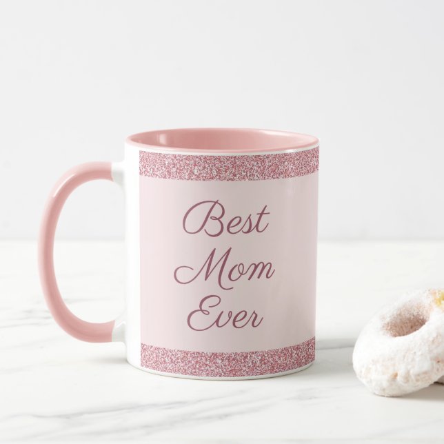 Taza Elegante mejor mamá Rosa plantilla de Purpurina de (Con donut)