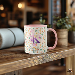 Taza Elegante Moda Boho Monograma Floral Mug - K