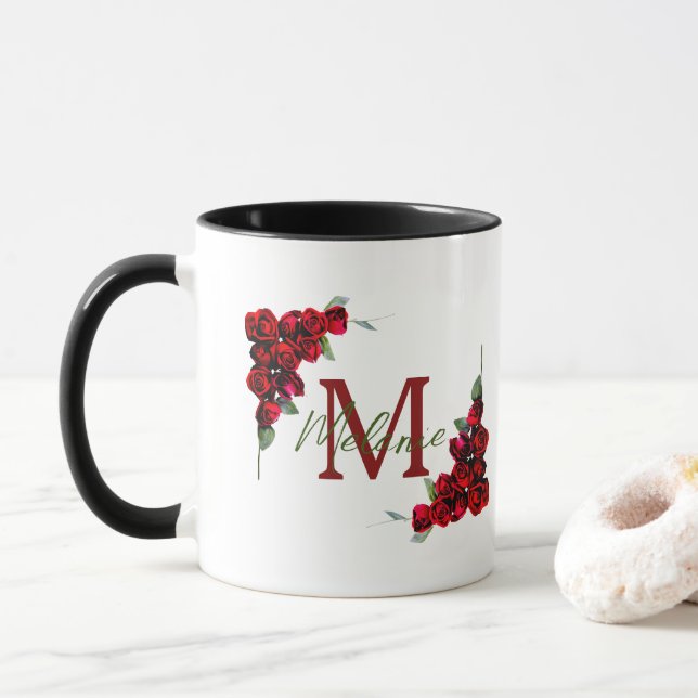 Taza Elegante Moda Romántica Roses Floral (Con donut)
