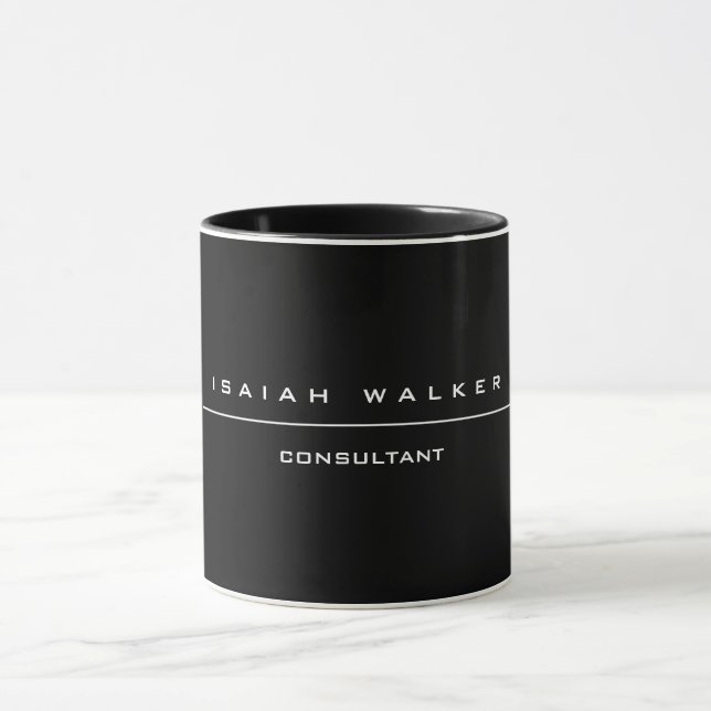Taza Elegante Moda simple especial especial blanco y ne (Centro)
