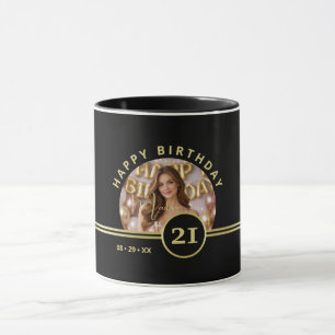Taza Elegante Monograma de Firma en Oro con Foto