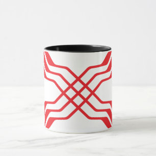 Taza Elegante Monograma de Letra X con Cinta Roja