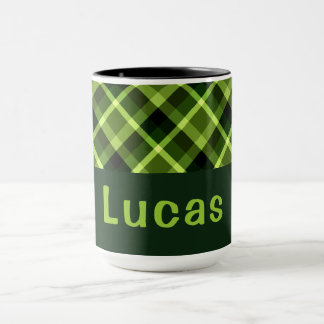 Taza Elegante Monograma verde pié 15 oz Mug