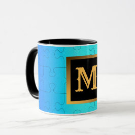 Taza Elegante Monogramado Metalizado Azul Real