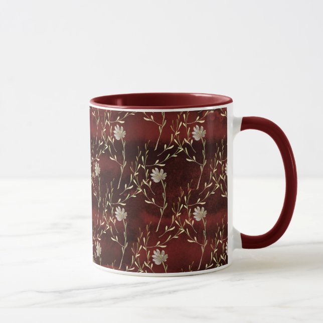 Taza Elegante morena marsala floral Mug (Derecha)