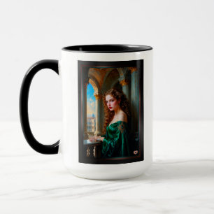 Taza Elegante mujer renacentista con vestido verde
