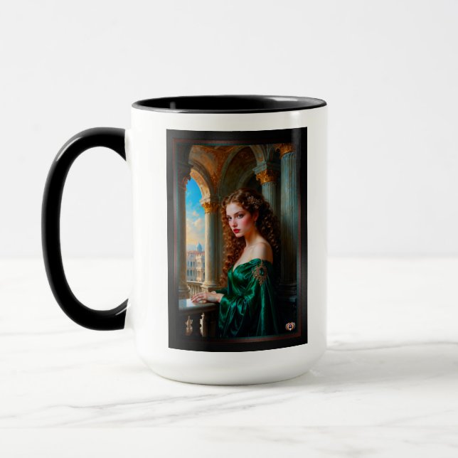 Taza Elegante mujer renacentista con vestido verde (Izquierda)
