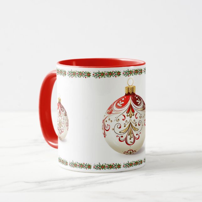 Taza Elegante navidad botánico clásico de vacaciones (Anverso izquierdo)