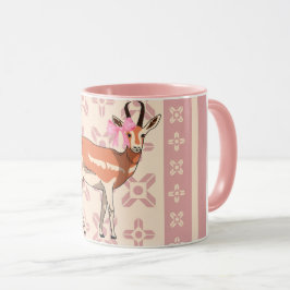 Taza Elegante Navidad con estampado de cierva rosa