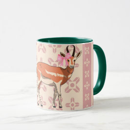 Taza Elegante Navidad con patrón de cierva rosa 