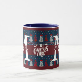 Taza Elegante Navidad de Monograma Moderno de Snowman