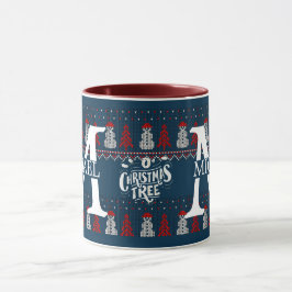 Taza Elegante Navidad de Monograma Moderno de Snowman