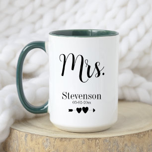 Taza Elegante negro Sr. Sra. Esposa Esposa Boda Pareja