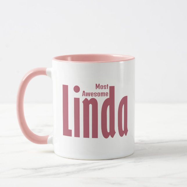 Taza Elegante nombre personalizado "Linda", rosa Rosa o (Izquierda)