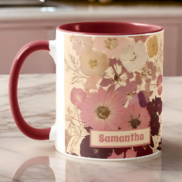 Taza Elegante Ombre De Flor Presionada Vintage