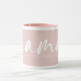 Taza Elegante Oriente Rosa, Año Texto MAMA Blanco
