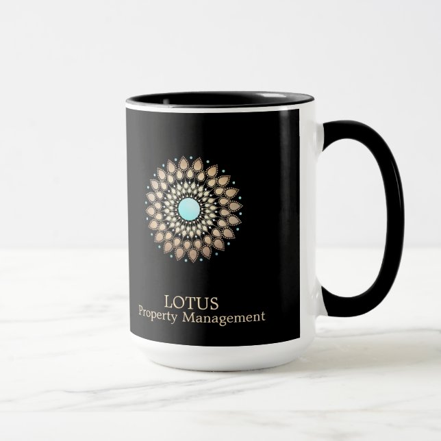 Taza Elegante Oro Ornate Logotipo Negro (Derecha)