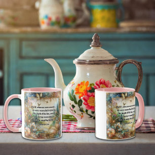 Taza Elegante Oro Rosa Floral Romanos Escritura Arte
