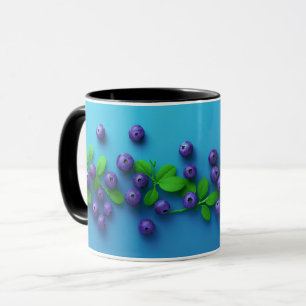 Taza Elegante Patrón de Frutas de Arándanos Azules Dulc