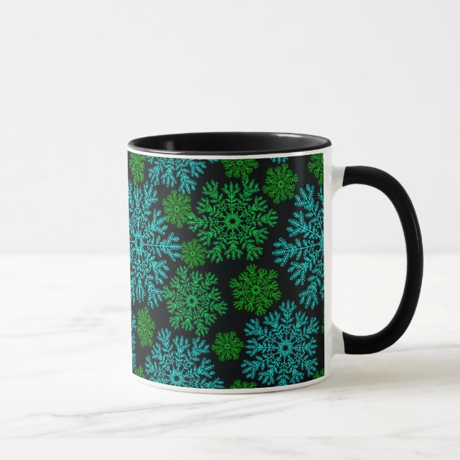 Taza Elegante patrón de invierno de copos de nieve (Derecha)