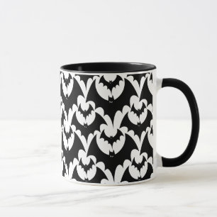Taza Elegante Patrón de Murciélagos Negros Góticos de H