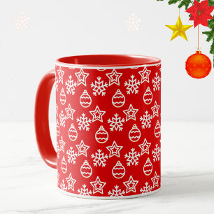 Taza Elegante patrón de Navidad en rojo