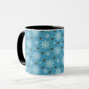 Taza Elegante patrón de Navidades de copos de nieve
