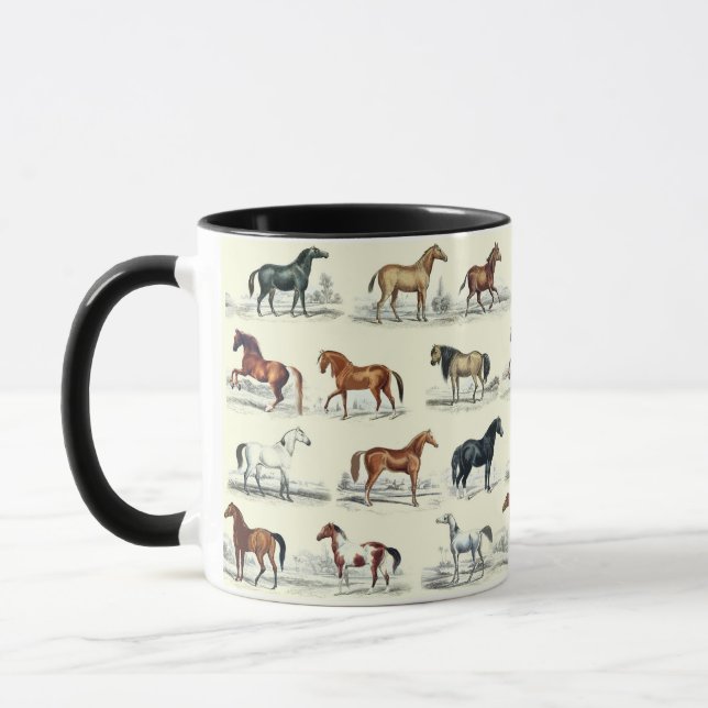 Taza Elegante patrón de raza de caballos de época (Izquierda)