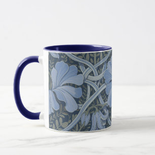 Taza Elegante patrón floral de acuarela azul