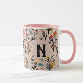 Taza Elegante patrón floral hembra hispana rosada
